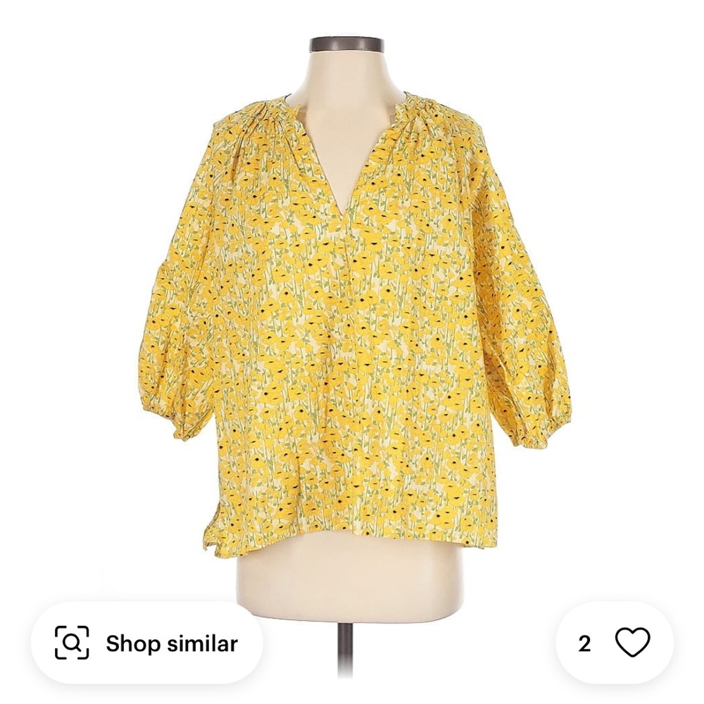 Tuckernuck Hyacinth House Yellow Floral Women's Puff Sleeve Blouse Top